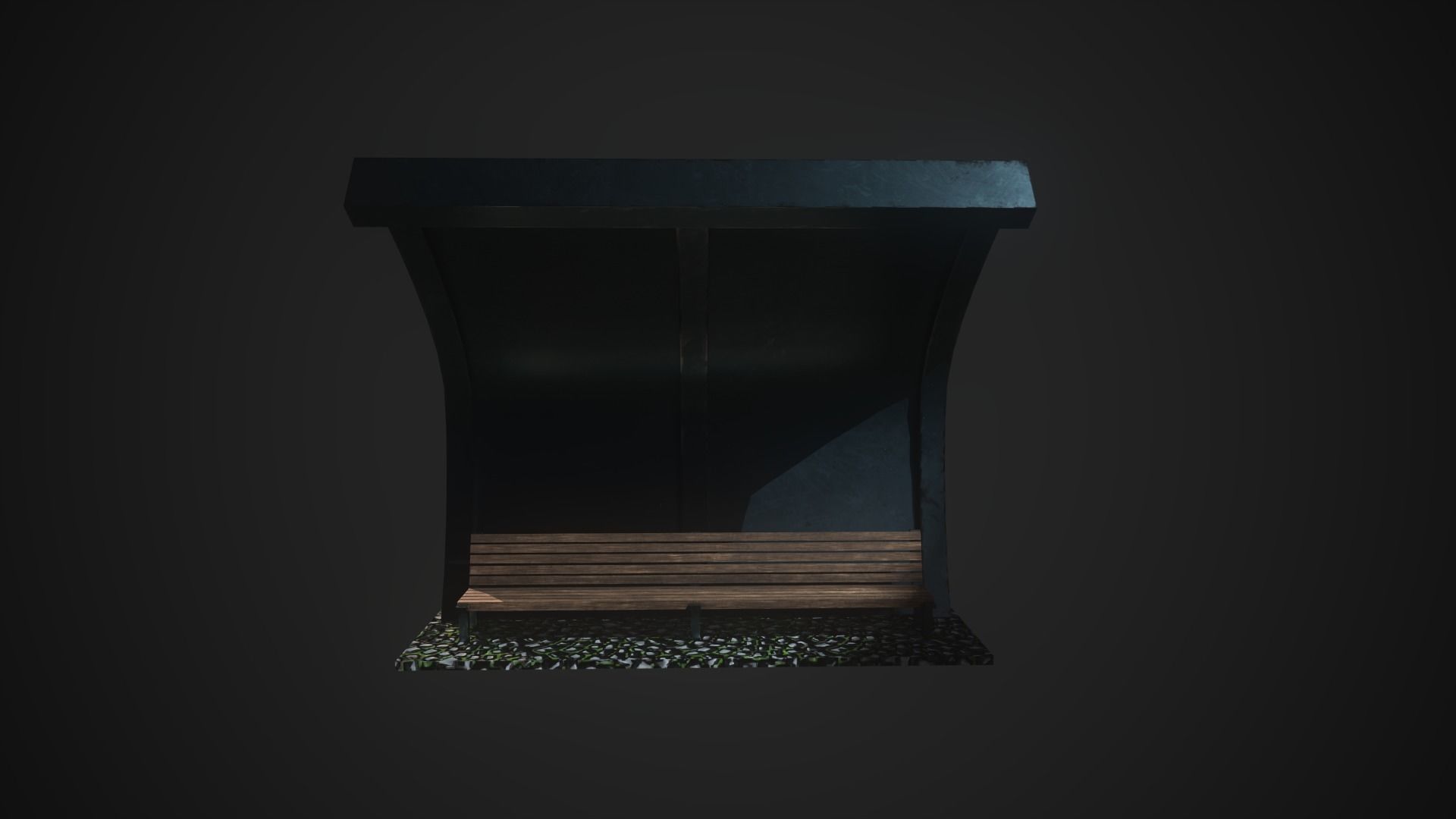  Low-Poly Bus Stop Bench Low-poly 3D model_1