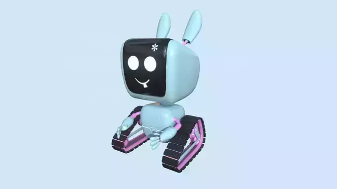Cute Robot 06 Pink Blue - Character Design Fashion Low-poly 3D model