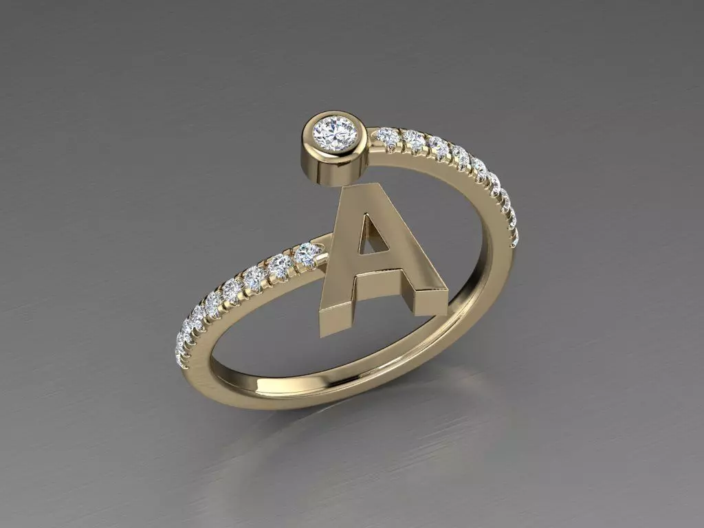 Jewelry Alphabet Diamond Ring A 3D print model