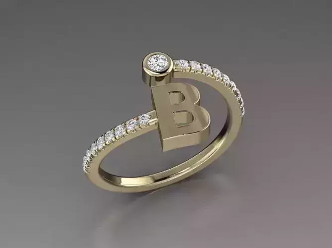 Jewelry Alphabet Diamond Ring B 3D print model