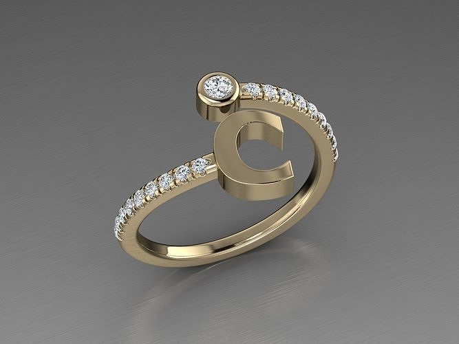 Jewelry Alphabet Diamond Ring C 3D print model