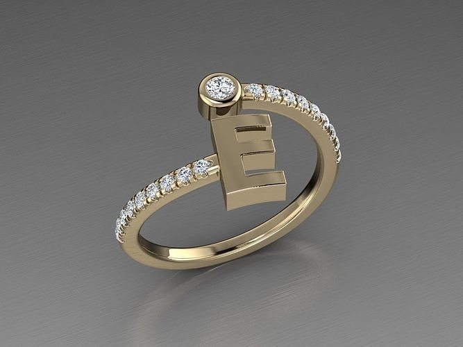 Jewelry Alphabet Diamond Ring E 3D print model