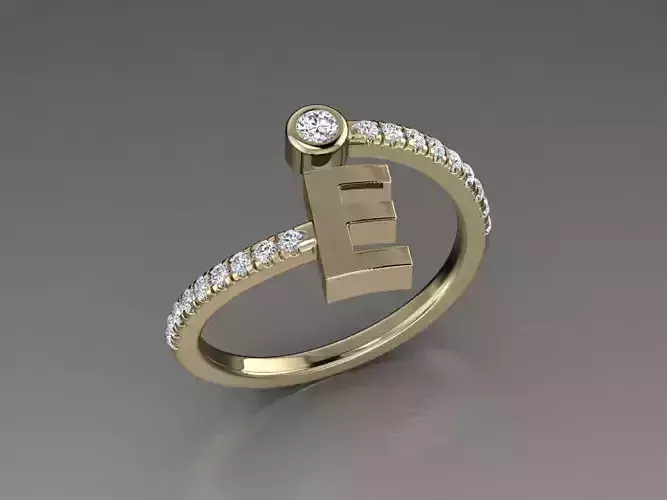 Jewelry Alphabet Diamond Ring E 3D print model
