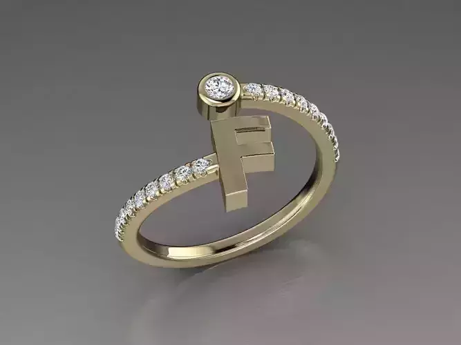 Jewelry Alphabet Diamond Ring F 3D print model