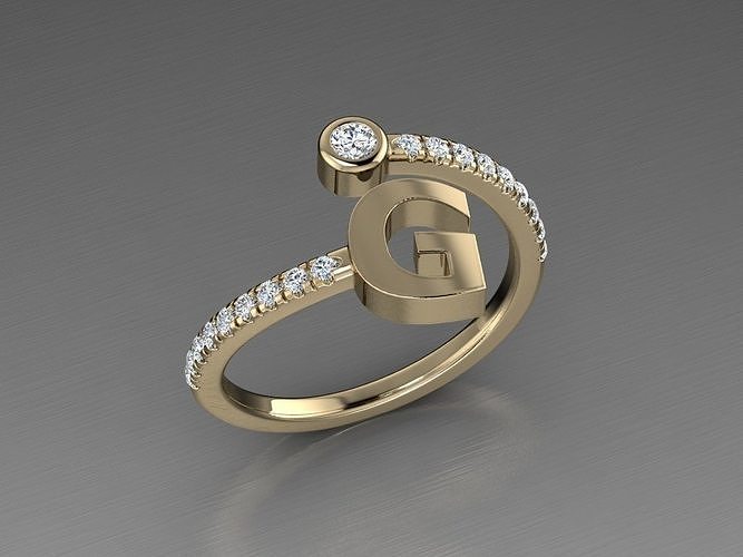 Jewelry Alphabet Diamond Ring G 3D print model