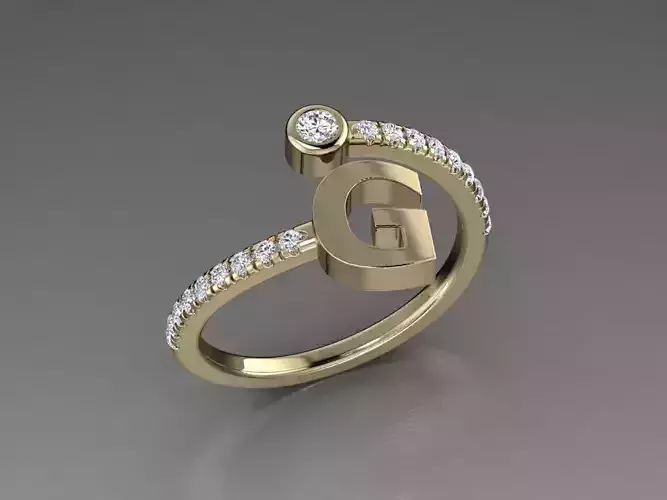 Jewelry Alphabet Diamond Ring G 3D print model