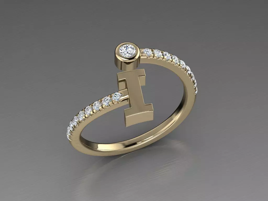 Jewelry Alphabet Diamond Ring I 3D print model