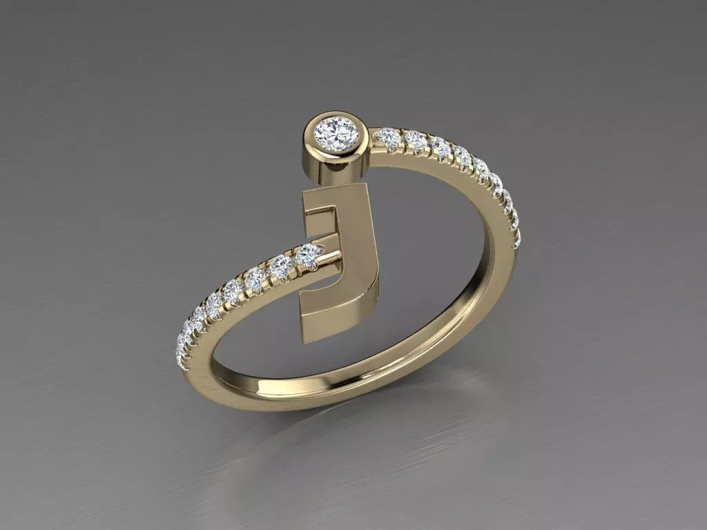 Jewelry Alphabet Diamond Ring J 3D print model