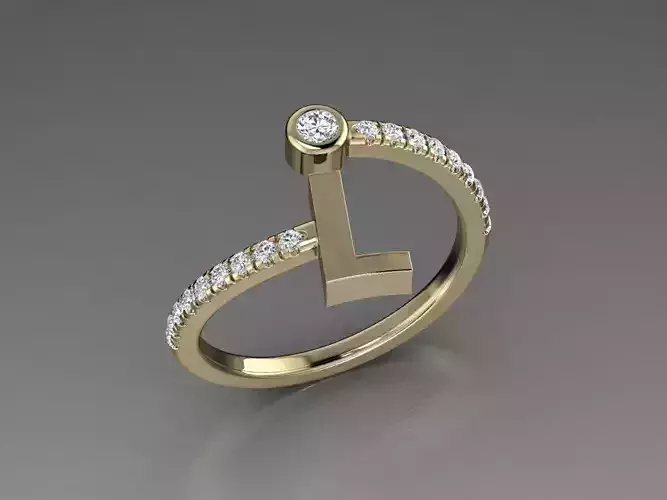 Jewelry Alphabet Diamond Ring L 3D print model