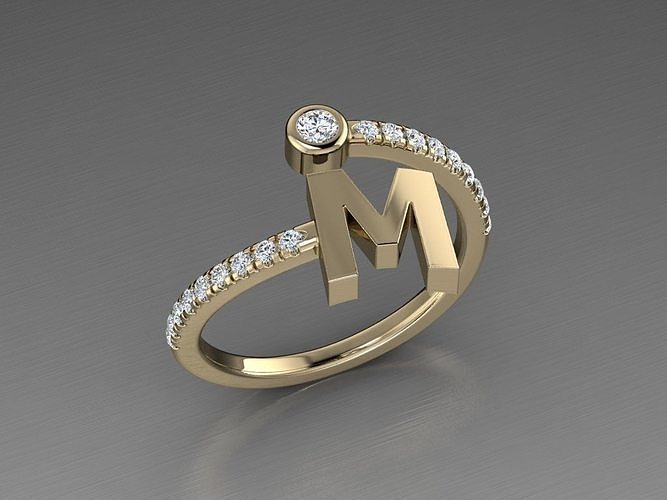 Jewelry Alphabet Diamond Ring M 3D print model