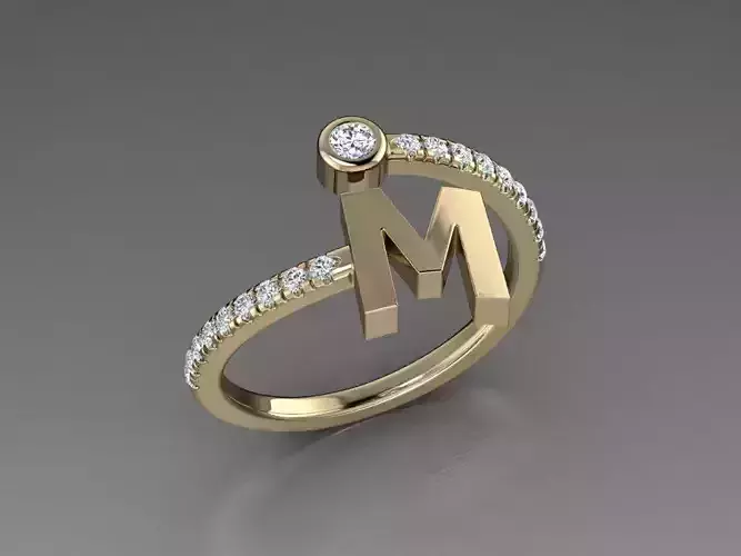 Jewelry Alphabet Diamond Ring M 3D print model