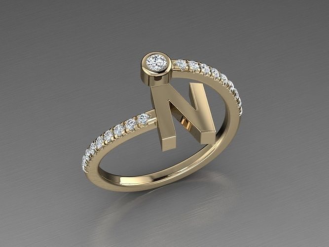 Jewelry Alphabet Diamond Ring N 3D print model