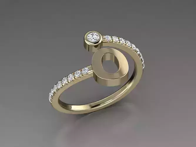 Jewelry Alphabet Diamond Ring O 3D print model