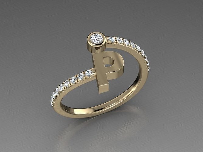 Jewelry Alphabet Diamond Ring P 3D print model