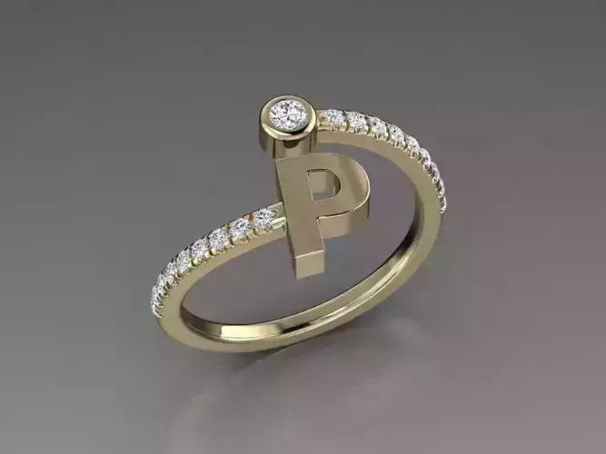 Jewelry Alphabet Diamond Ring P 3D print model
