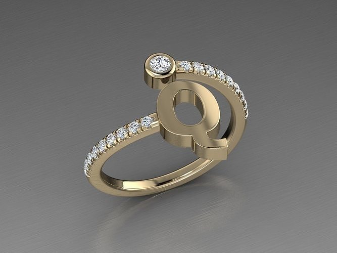 Jewelry Alphabet Diamond Ring Q 3D print model