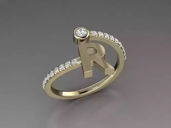 Jewelry Alphabet Diamond Ring R 3D print model
