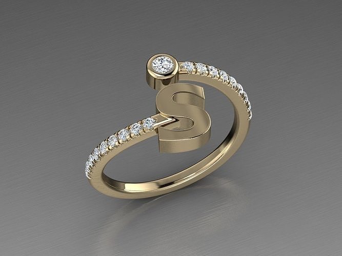 Jewelry Alphabet Diamond Ring S 3D print model