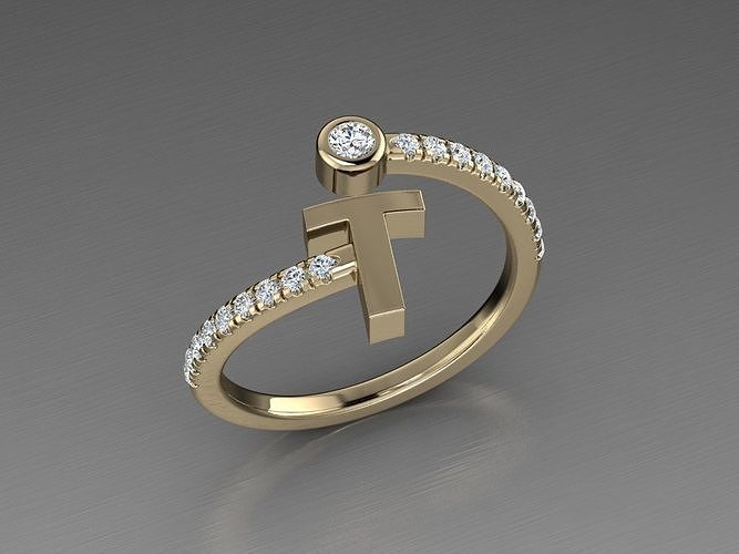 Jewelry Alphabet Diamond Ring T 3D print model