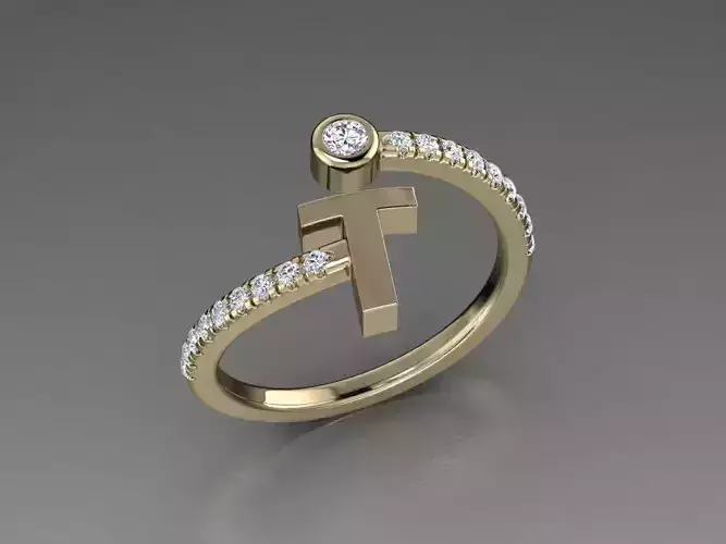 Jewelry Alphabet Diamond Ring T 3D print model