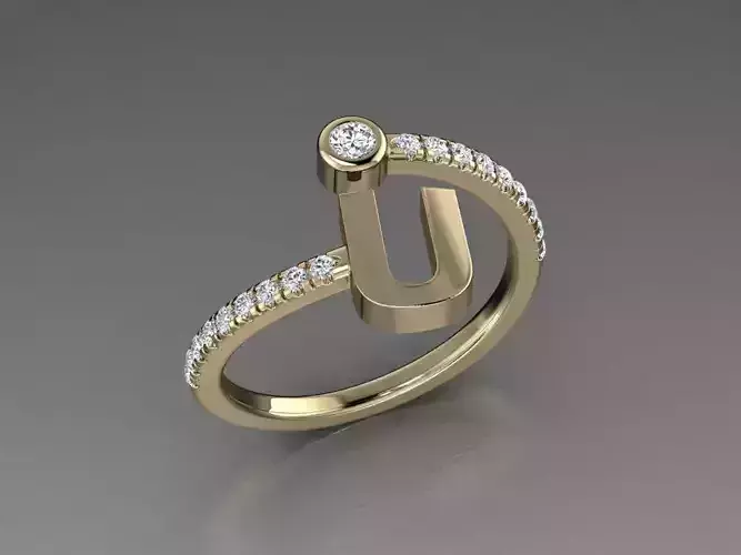 Jewelry Alphabet Diamond Ring U