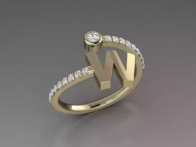 Jewelry Alphabet Diamond Ring W
