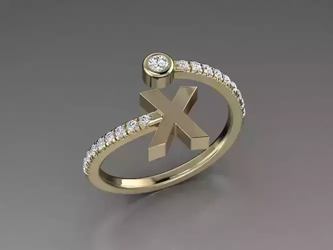 Jewelry Alphabet Diamond Ring X