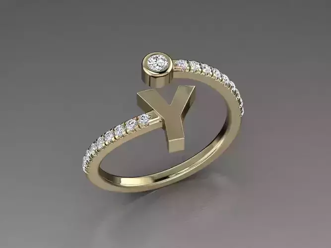 Jewelry Alphabet Diamond Ring Y