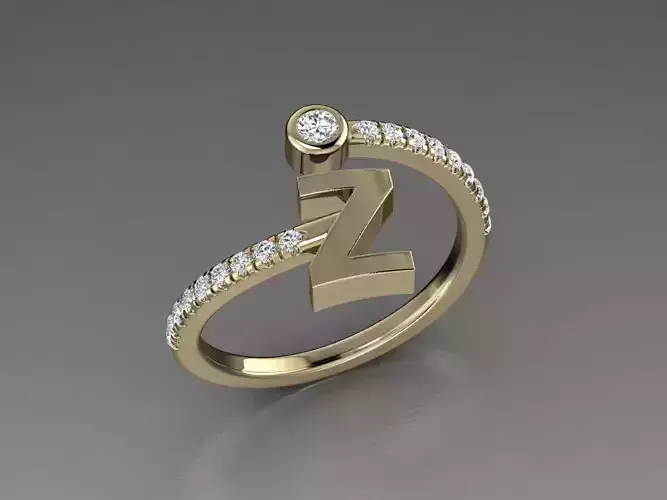 Jewelry Alphabet Diamond Ring Z