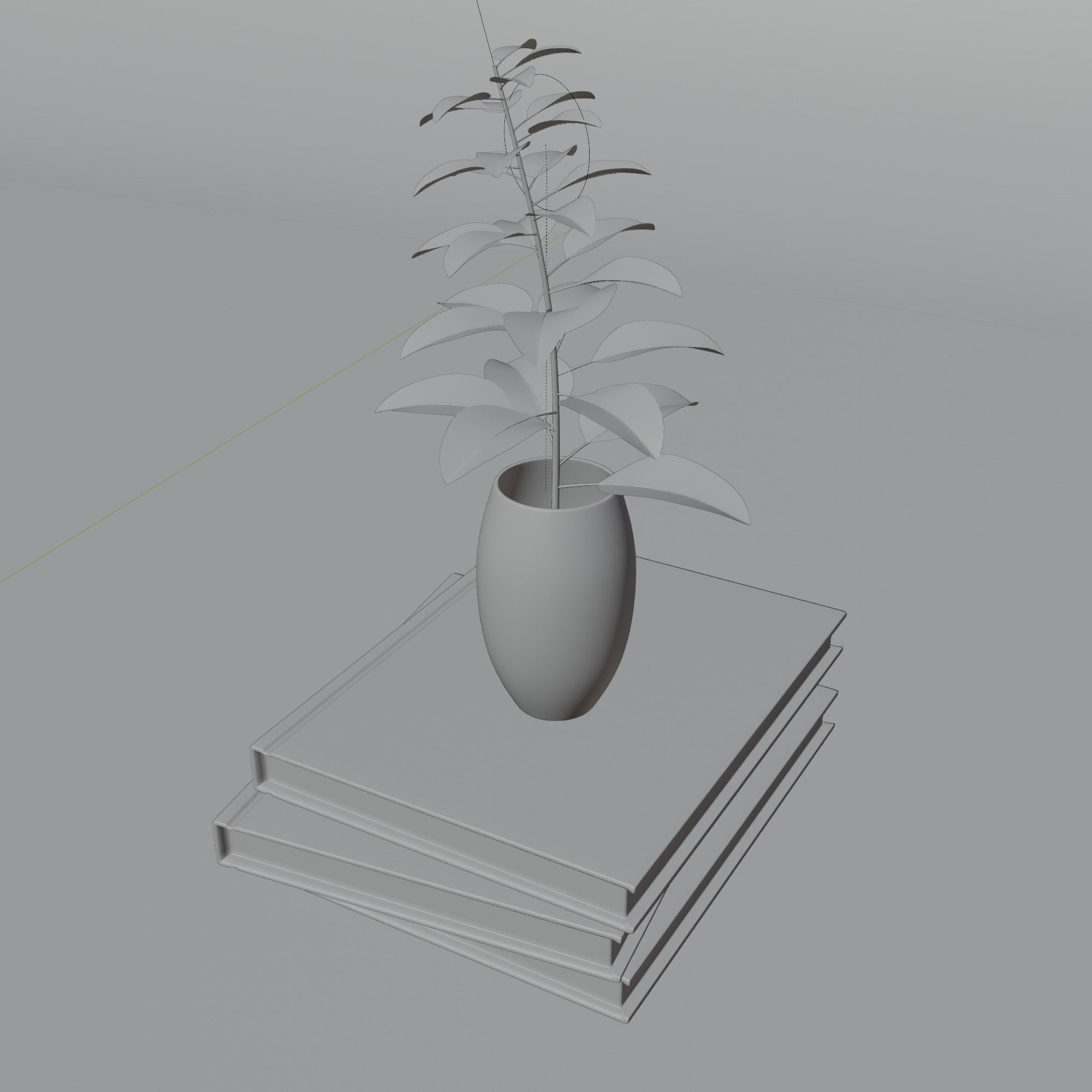 Books with plant in glass Free low-poly 3D model_3