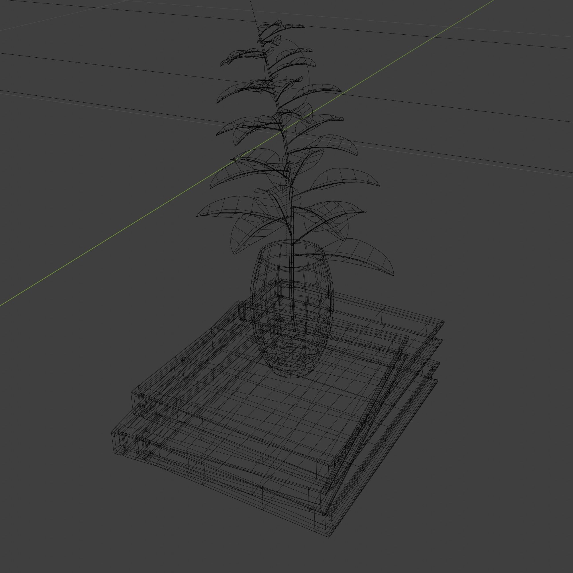 Books with plant in glass Free low-poly 3D model_4