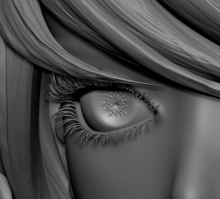 Female Eyes Eyeballs Eyelashes 3D model_2