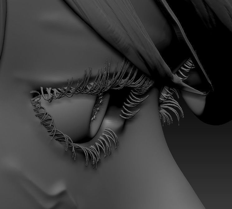 Female Eyes Eyeballs Eyelashes 3D model_8