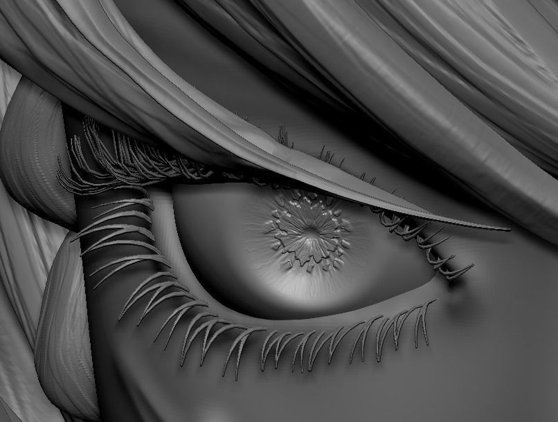 Female Eyes Eyeballs Eyelashes 3D model_3