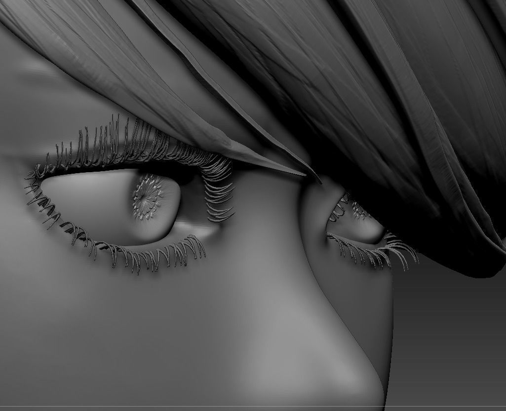 Female Eyes Eyeballs Eyelashes 3D model_4