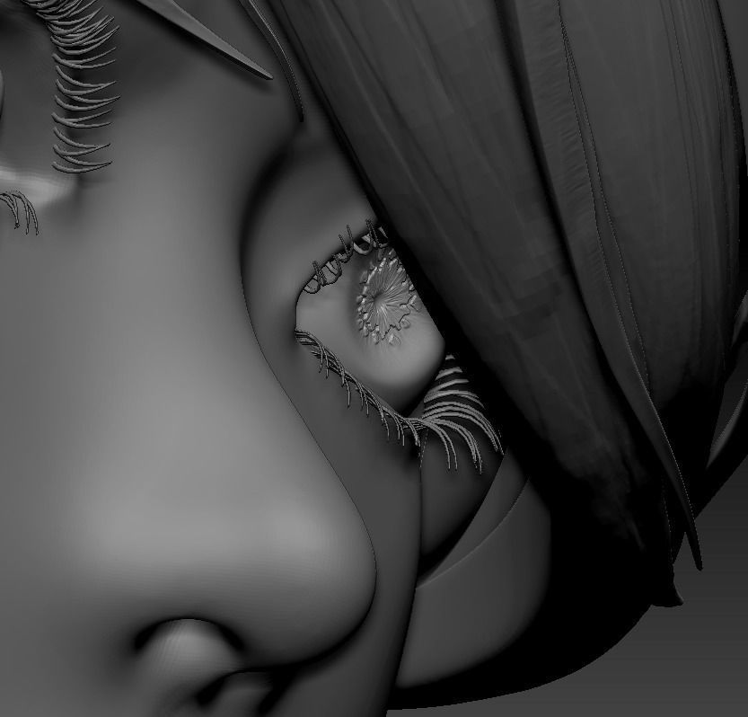 Female Eyes Eyeballs Eyelashes 3D model_5