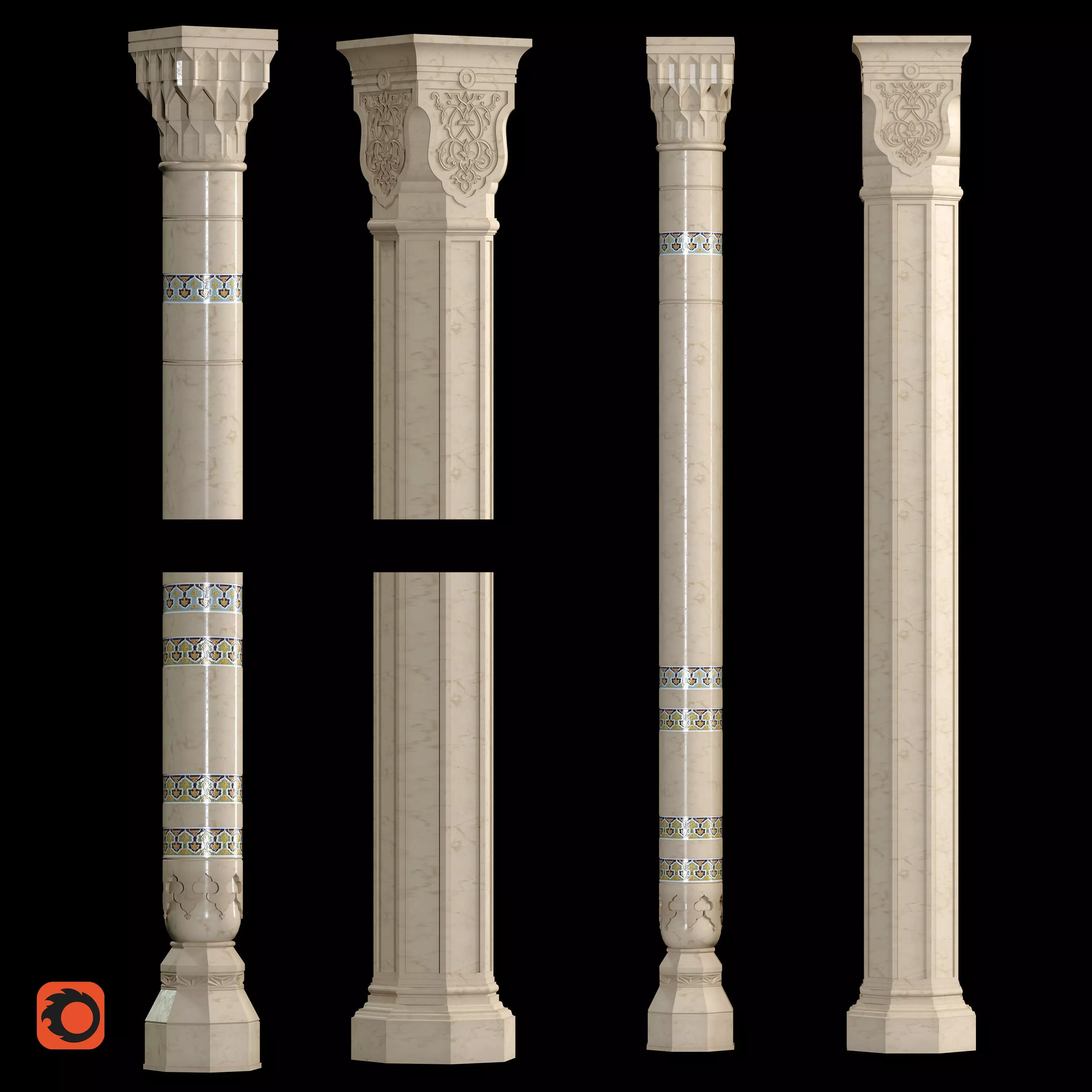 Column marble columns - marble columns Low-poly 3D model