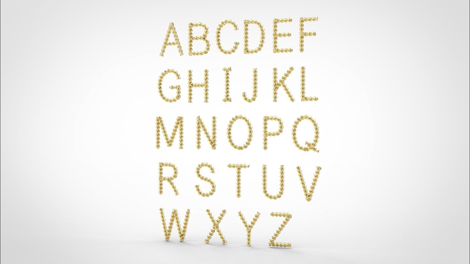 Twisted Gold 3D Letters Set 3D print model_4