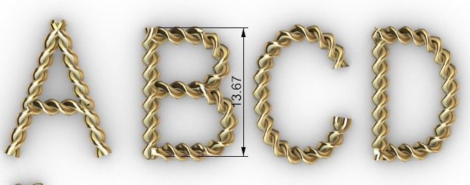 Twisted Gold 3D Letters Set 3D print model_1