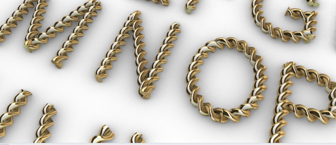 Twisted Gold 3D Letters Set 3D print model_3