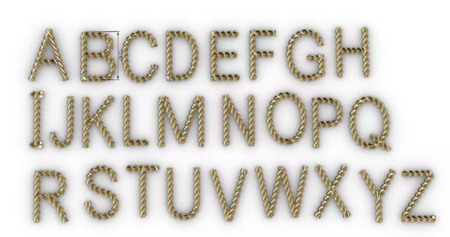 Twisted Gold 3D Letters Set 3D print model_0