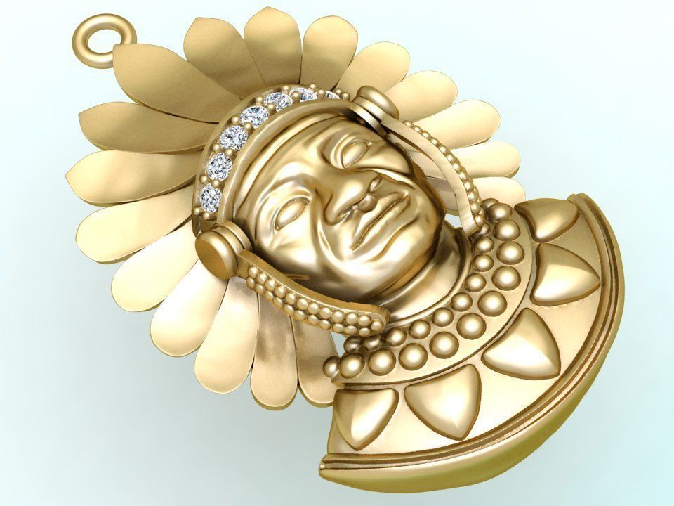 Tribal Pendant  - Aboriginal native pendant - N1007 3D print model_10