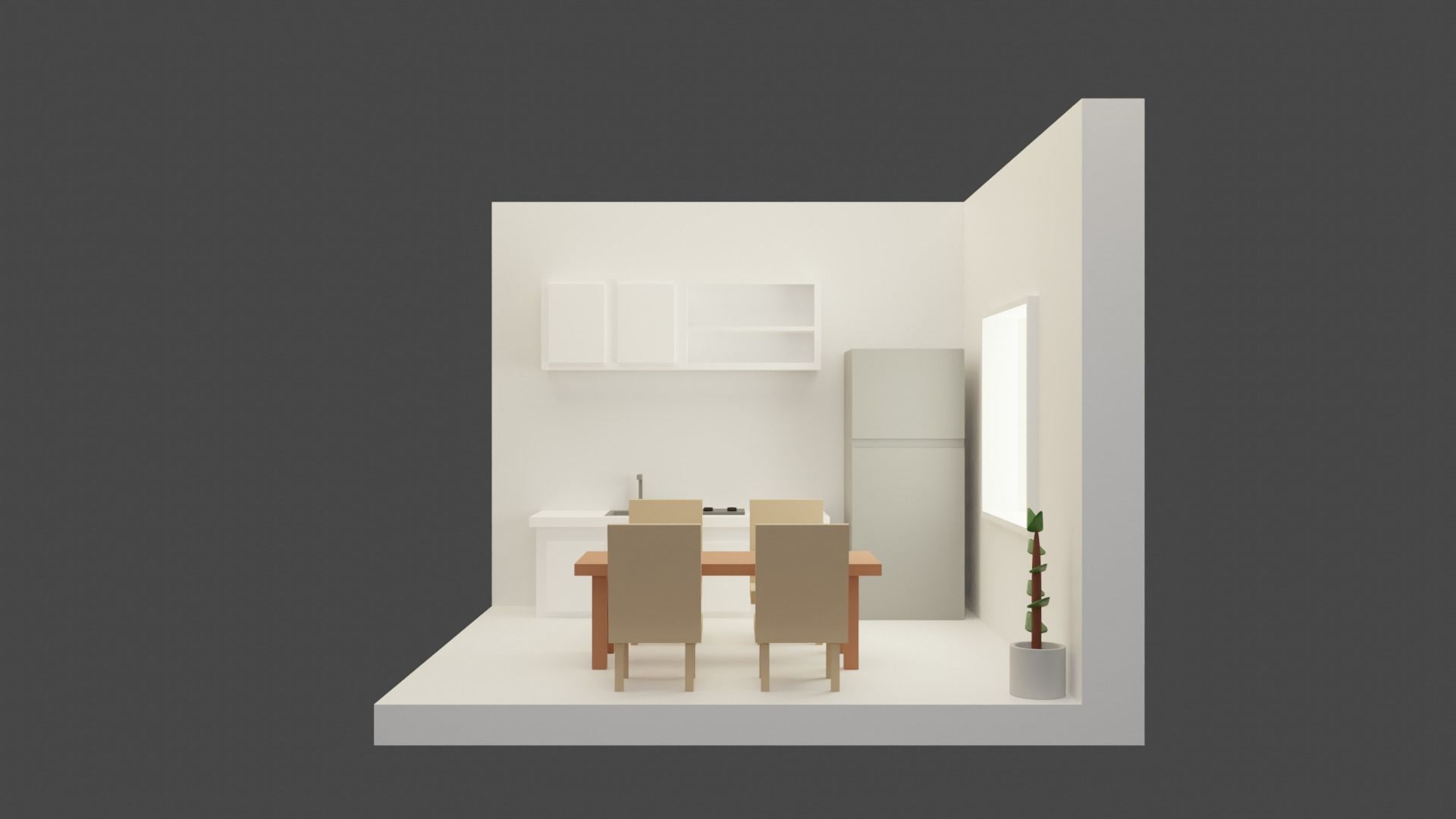 3D isometric low poly minimal kitchen Low-poly 3D model_3