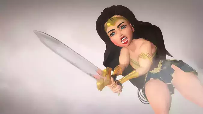 Strong Woman Cartoon Rigged 3D Character
