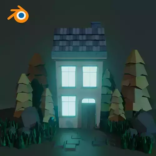 Cartoon House for Blender  Cycles and Eevee