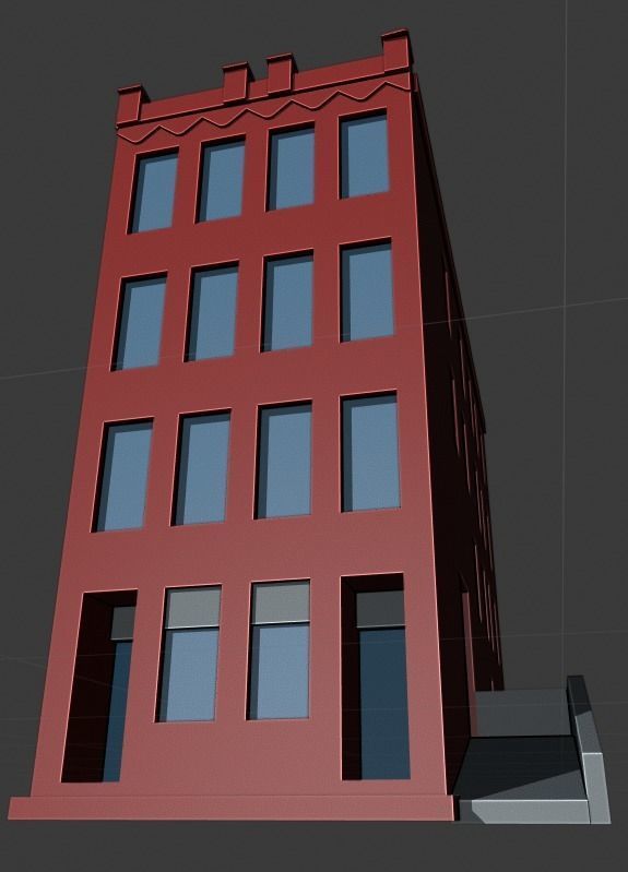 Two Colorful Low Poly Buildings Low-poly 3D model_12