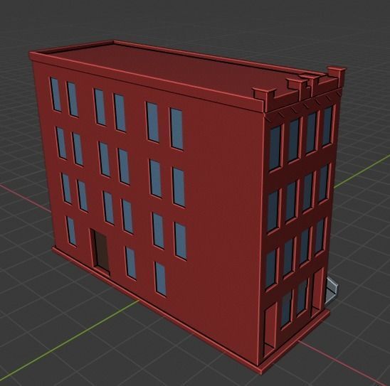 Two Colorful Low Poly Buildings Low-poly 3D model_13
