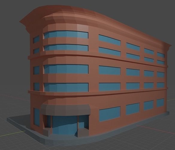 Two Colorful Low Poly Buildings Low-poly 3D model