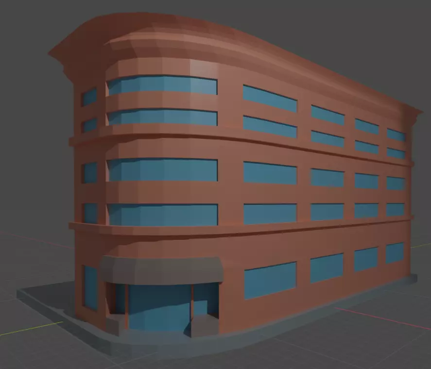 Two Colorful Low Poly Buildings Low-poly 3D model_0