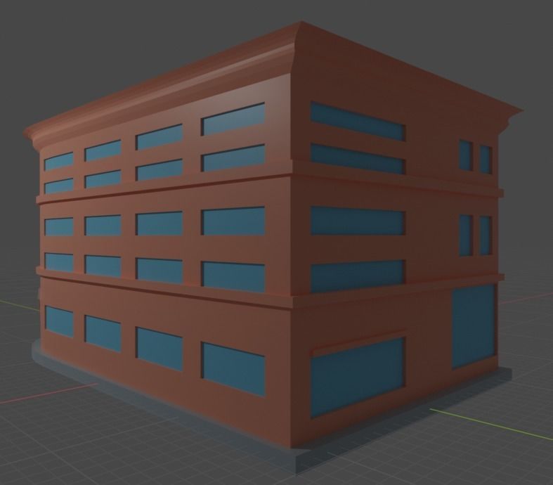 Two Colorful Low Poly Buildings Low-poly 3D model_7